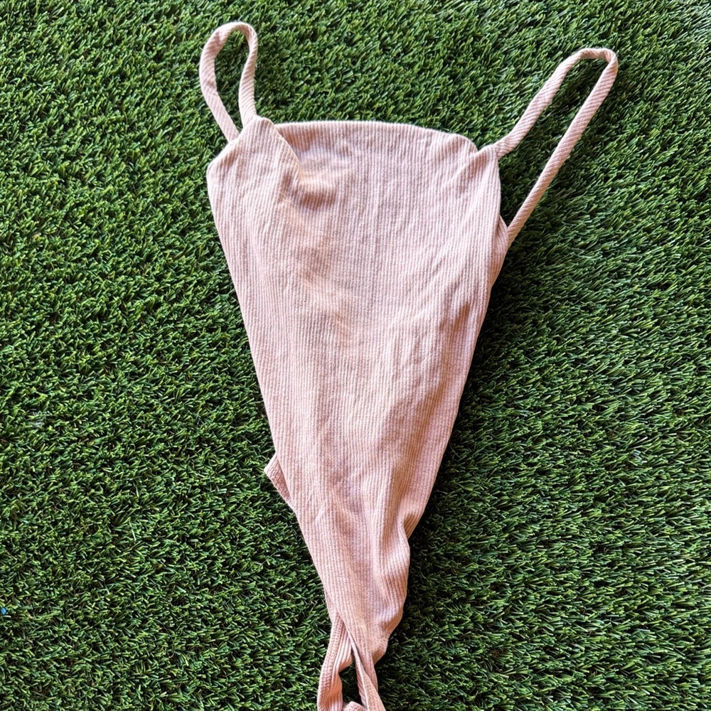 Lulu's Pink Ribbed Bodysuit